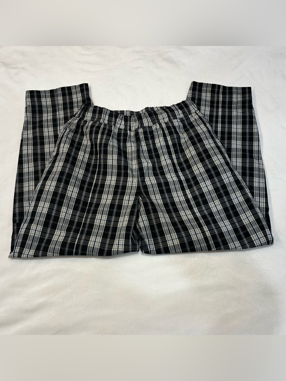 GANNI Womens Seersucker Plaid Pants Size 38 US M Black Checked Straight⁠ Leg